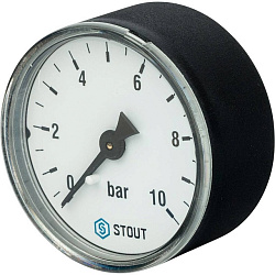 Манометр 1/4" 10 бар Ду 50 заднее подключение STOUT