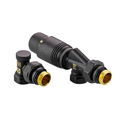 Комплект для радиаторов 1/2" осевой с термоголовкой М30х1,5 RAL 9005 серый