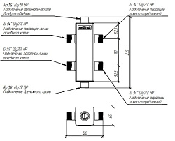 Гидрострелка GRSS-40-20, 40 кВт, G3/4",нерж. сталь, монтажный к-т K.TGR, Gidruss 12 00040 03
