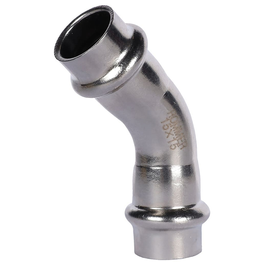 Угольник 45° ВПр-ВПр, 15, из нержавеющей стали прессовой Rommer