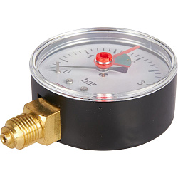 Манометр 1/4" 4 бар Ду 63 нижнее подключение с указателем предела ROMMER