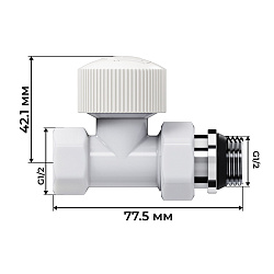 Комплект для радиаторов 1/2" М30х1,5 прямой белый  RTE 07.013 Royal Thermo Комплект для радиаторов 1/2" М30х1,5 прямой белый  RTE 07.013 Royal Thermo