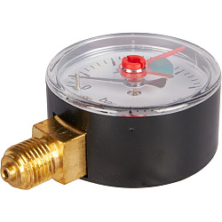 Манометр 1/4" 4 бар Ду 50 нижнее подключение с указателем предела ROMMER