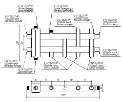 Коллектор балансировочный BMSS-40-4DU 40кВт, подкл.котла G 3/4″3 вых, кроншт K.UMS Gidruss
