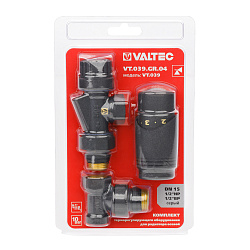 Комплект для радиаторов 1/2" осевой с термоголовкой М30х1,5 RAL 9005 серый