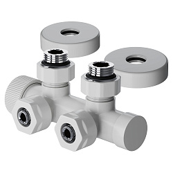 Узел нижнего подключения радиаторов 1/2" угловой Белый Design Pro М30х1,5 Royal Thermo