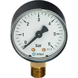 Манометр 1/4" 6 бар Ду 63 нижнее подключение STOUT