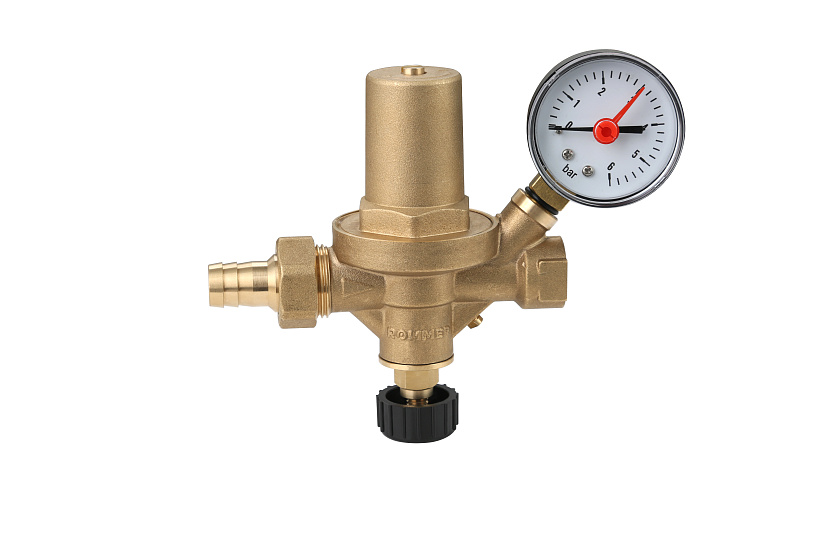 Клапан подпиточный с фильтром и манометром 1/2" крышка-латунь ROMMER