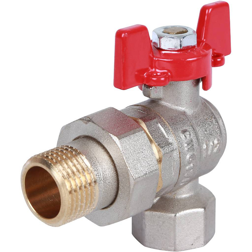 Кран шаровый 3/4" нг угловой, ручка бабочка, ROMMER 