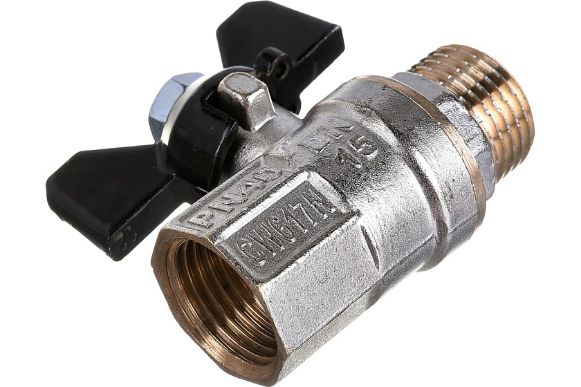 Кран шаровый 1/2" в/н, ручка бабочка, РТП PN40