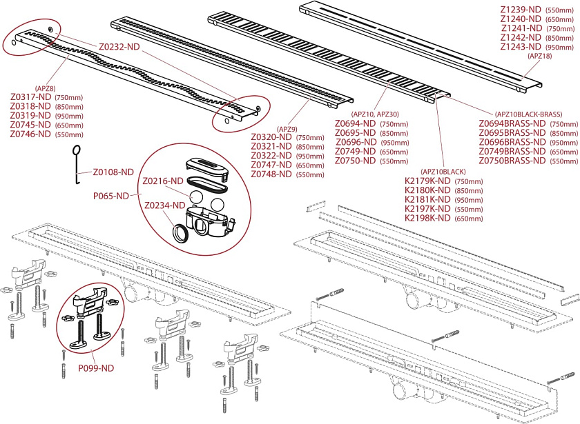 Желоб водосточный универсальный APZ10-550М