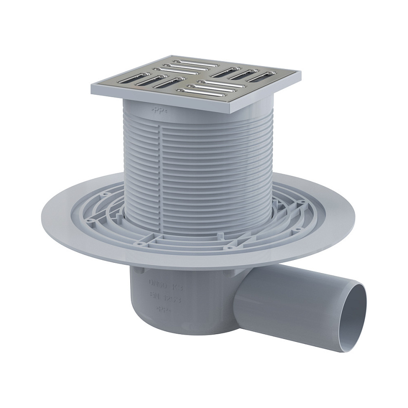 Трап 105/105/50 гориз с нерж решеткой.