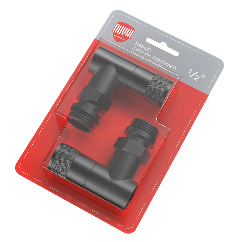 Комплект для радиаторов 1/2" угловой черный  PIANO RTE 56.0013  Royal Thermo 