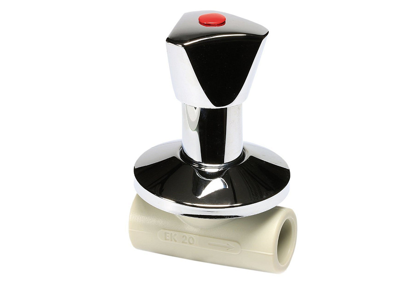 Вентиль под штук.LUX прох. 25 с ручкой 