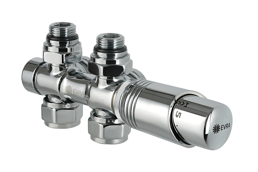 Узел термостатический Delta Link угловой/прямой Хром EVRA