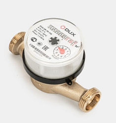 Счетчик 1/2 (15) универсальный DUX СВ-15-110 (латунь), класс А/В + КМЧ с обратным клапаном  